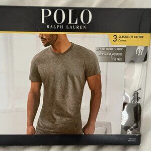 Polo Ralf Lauren Men's 3 Pack White/Black/ Navy Classic Fit Cotton Crews Size M